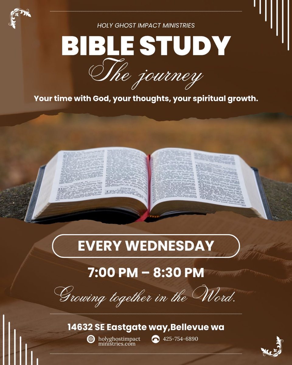 Bible Study The Journey — every Wednesday 7:00–8:30 PM, 14632 SE Eastgate Way, Bellevue WA